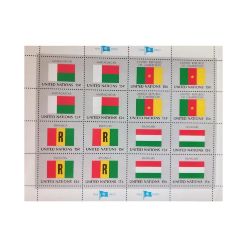 تمبر یادگاری مدل سازمان ملل پرچم مجموعه 16 عددی 