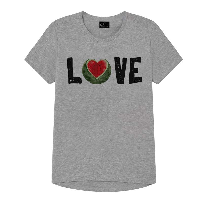 تی شرت دخترانه مدل LOVE کد J71 رنگ طوسی