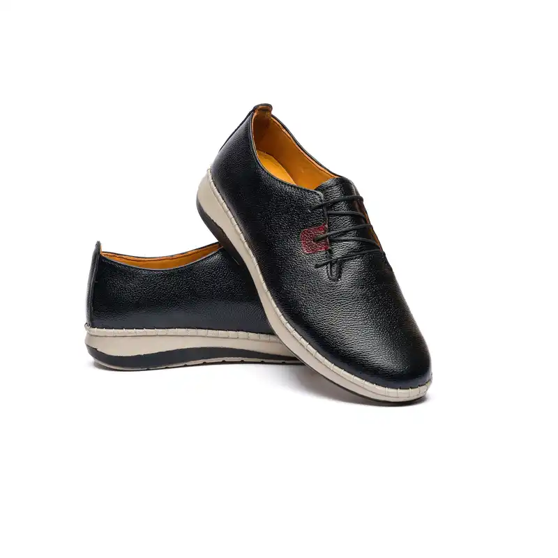 کفش طبی زنانه مدل آنیس بندی تمام چرم رنگ مشکی