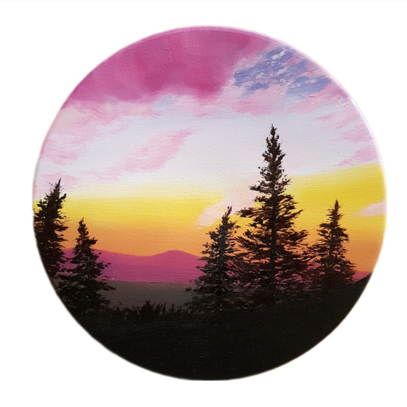 بشقاب دیوارکوب سفالی طرح منظره مجموعه 2 عددی