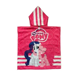 حوله پالتویی کودک مدل پانچو طرح My Little Pony سایز 72*67 سانتی متر