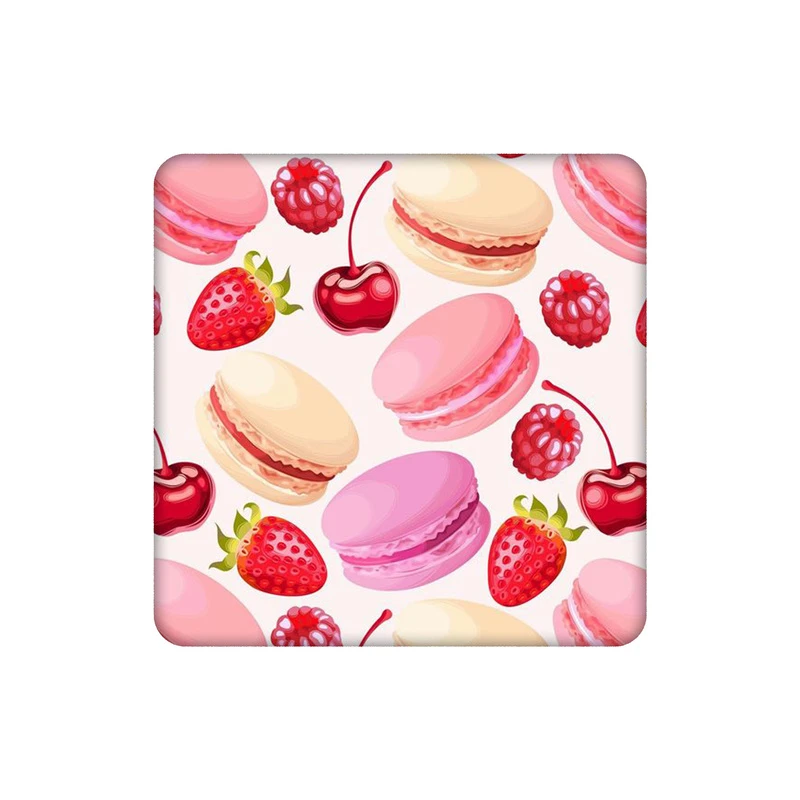 زیرلیوانی طرح ماکارون و توت فرنگی کد 3256686