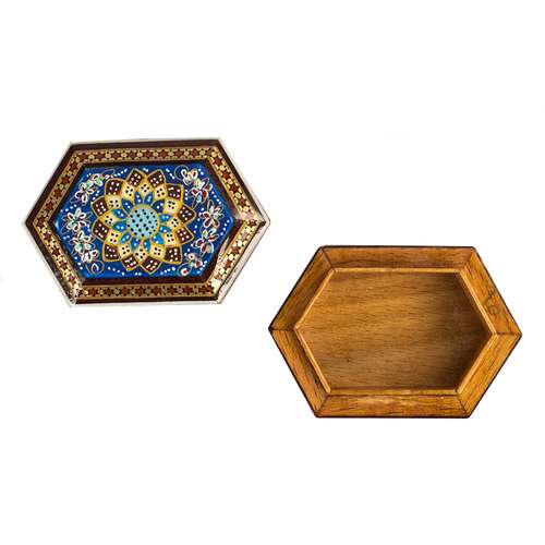 جعبه سکه خاتم کاری طرح شمسه تذهیب کد 6-2