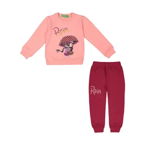 ست سویشرت و شلوار دخترانه مدل Rain رنگ گلبهی