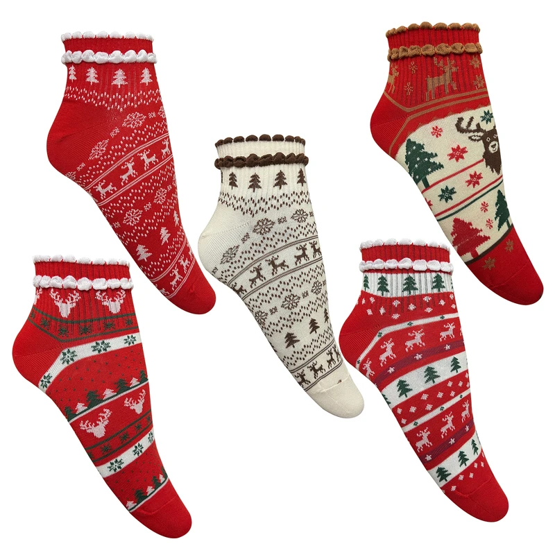 جوراب ساق کوتاه زنانه تن پوش هنگامه مدل نیم ساق سنتی بسته 5 عددی