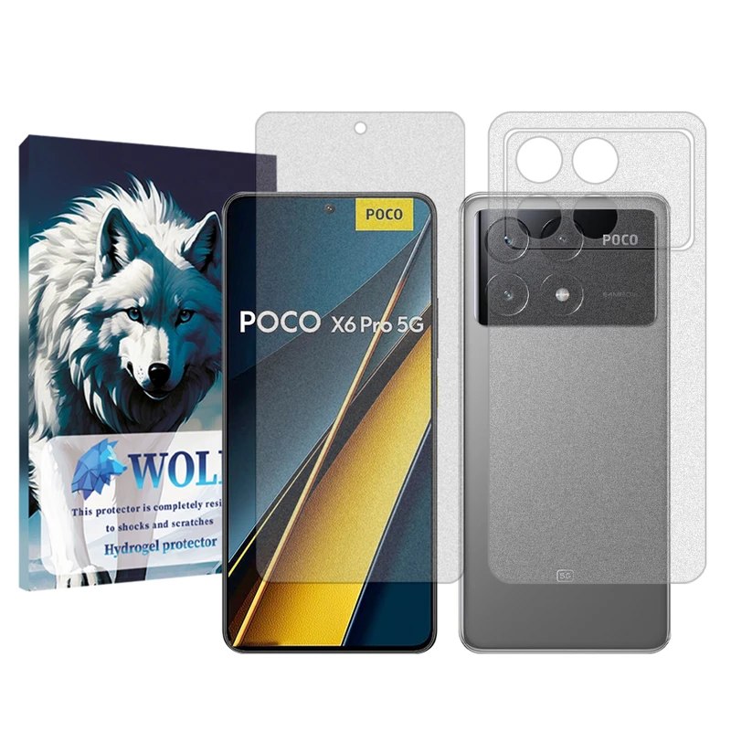 محافظ صفحه نمایش مات ولف مناسب برای گوشی موبایل شیائومی Poco X6 Pro به همراه محافظ پشت گوشی