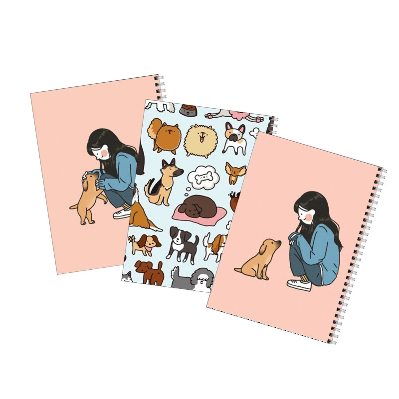 دفتر مشق 50 برگ بامبیلیپ طرح دختر و سگ کد 76 مجموعه 3 عددی