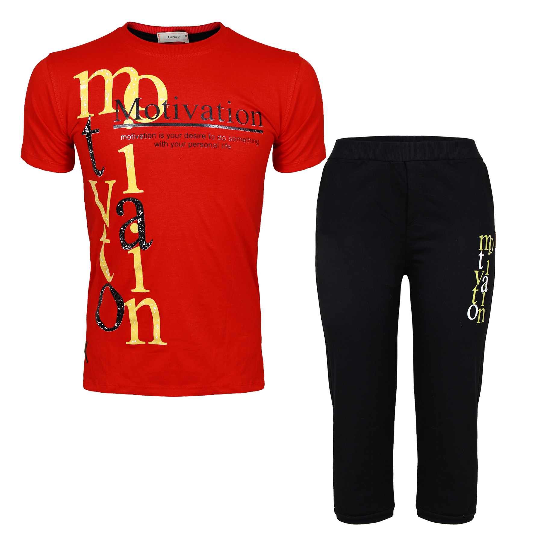 ست تی شرت و شلوارک پسرانه مدل Motiv رنگ قرمز