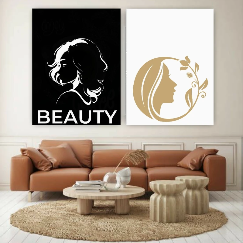 تابلو بوم طرح مخمل آرایشگاه زنانه مجموعه 2 عددی کد AR303868