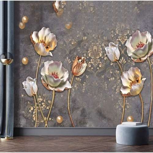 پوستر دیواری سه بعدی طرح گلدار ستاره مدل 456