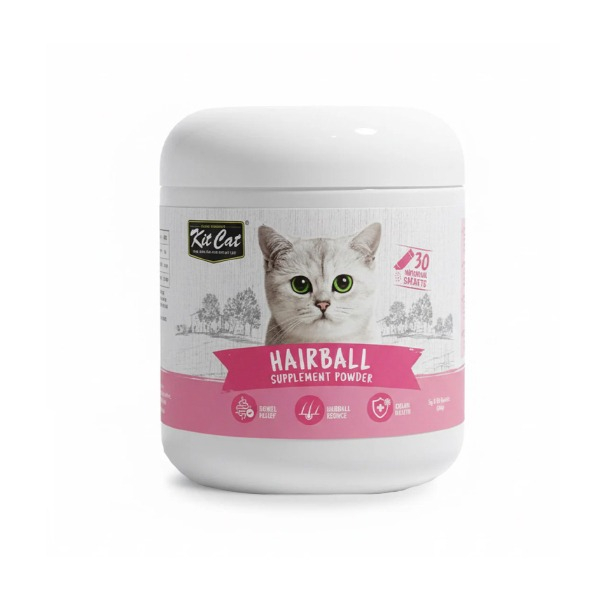 پودر مکمل گربه کیت کت مدل سلامت روده و دفع گلوله مویی وزن ۱۵۰ گرم