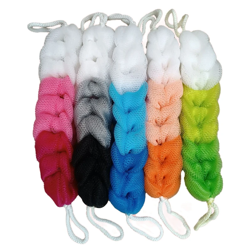 لیف حمام مدل کمری طرح سه رنگ مجموعه 5 عددی