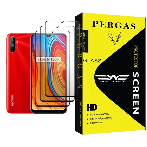 محافظ صفحه نمایش وایلی نایس مدل Pergas Glass MIX003 مناسب برای گوشی موبایل ریلمی C3 بسته سه عددی