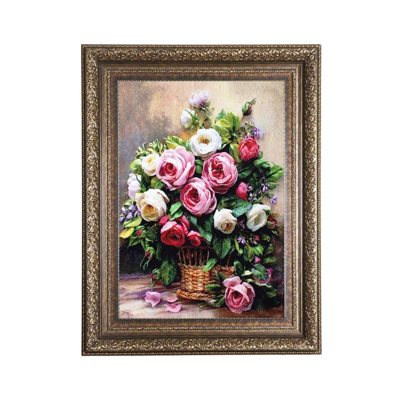 تابلو فرش ماشینی طرح گل و گلدان مدل 678