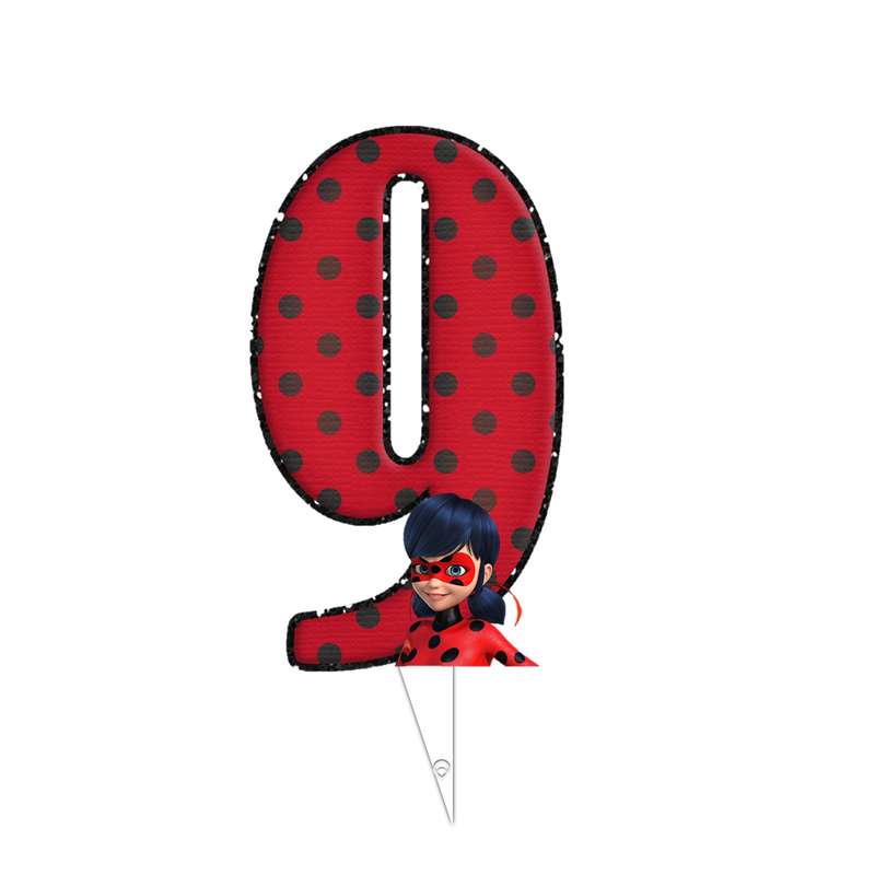  تاپر تولد طرح عدد 9 مدل دختر کفشدوزکی میراکلس