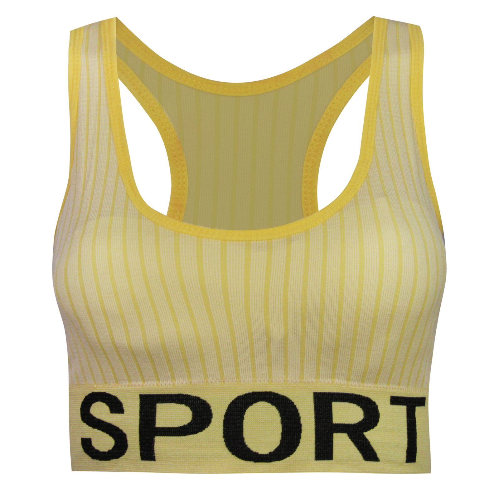 نیم تنه ورزشی زنانه ماییلدا مدل قهرمانی بدون فنر پددار کد 4560 رنگ زرد -  - 1