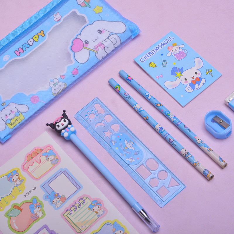 بسته لوازم تحریر مدل سینامورول و گروه سانریو مجموعه 9 عددی