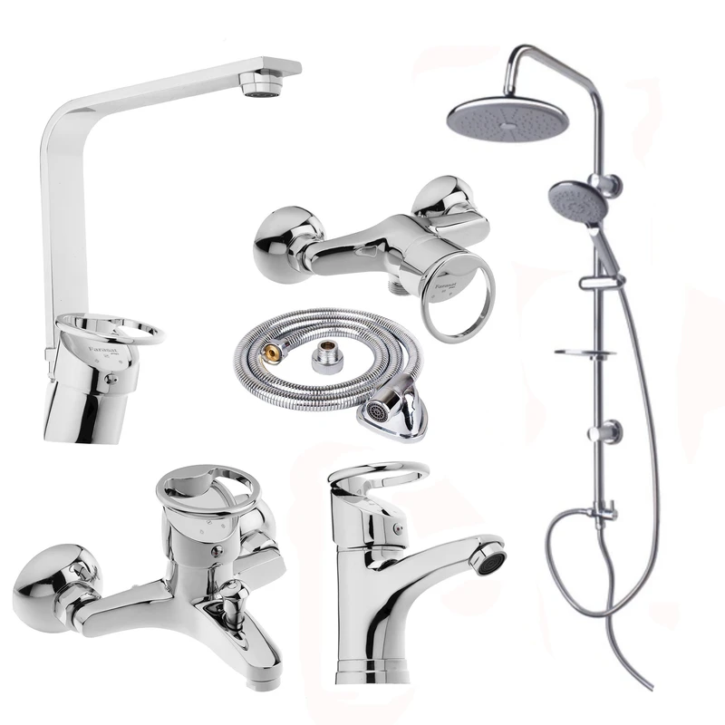 ست شیرآلات شیرآلات بهداشتی و ساختمانی توفیق مدل النگویی رسوبگیر مجموعه 6 عددی