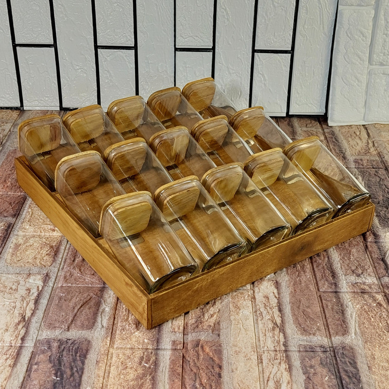 ست جای ادویه 15 پارچه مدل مکارتی کد Helena3 به همراه استند