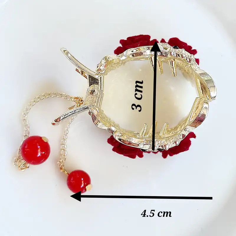 کلیپس مو زنانه مدل سامورایی دم اسبی آویزدار گل رز کد brg 730