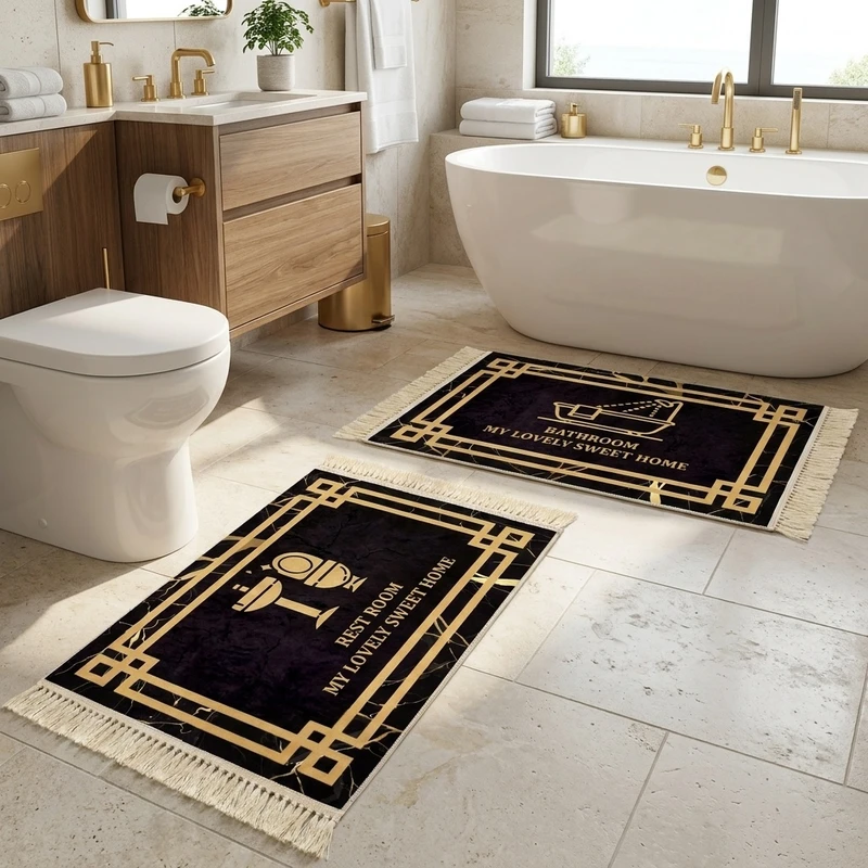عکس شماره 3 : پادری طرح حمام و سرویس بهداشتی کد 67 سایز 50×80 سانتیمتر مجموعه دو عددی