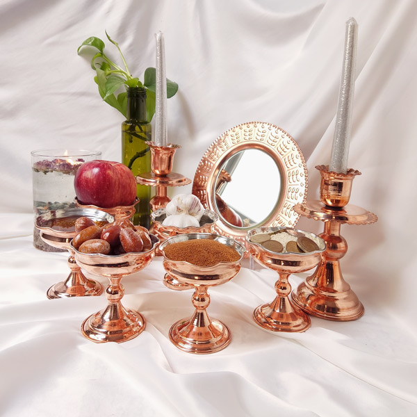 ست 9 تکه هفت سین مسی مدل پایه دار کد ZH223.261 مجموعه 9 عددی