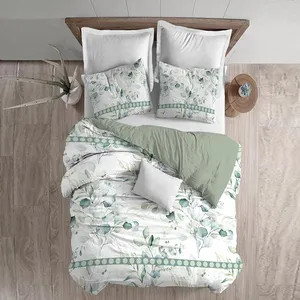 سرویس خواب مدل برگ آبرنگی یک نفره 4 تکه