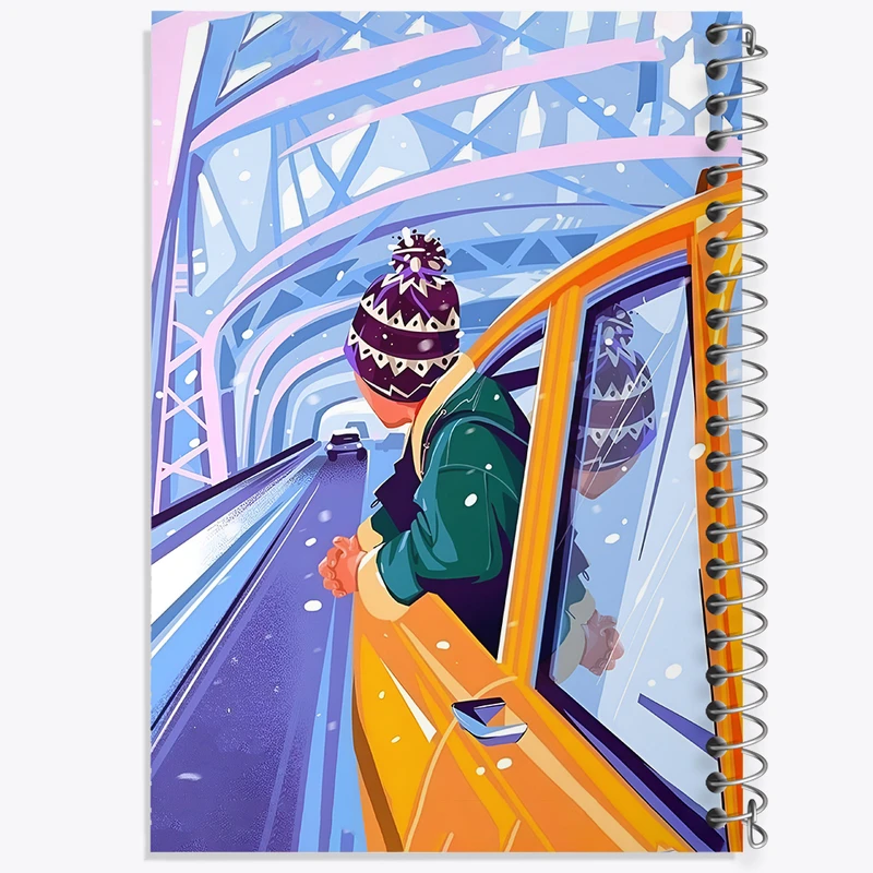 دفتر ژورنال نویسی 50 برگ خندالو مدل نقطه ای طرح گردش در روز برفی کد F7367