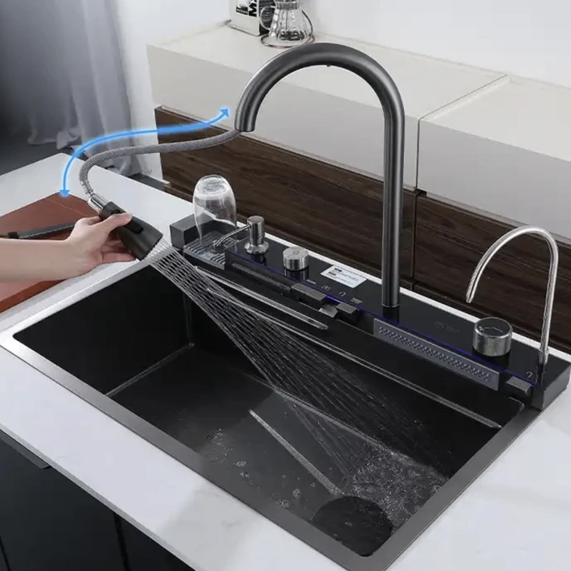 سینک ظرفشویی استیل توکار یک لگنه مدل پیانویی 5 کلید