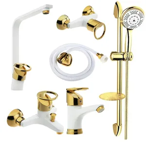 ست شیرآلات فراست پویا مدل حلقه ای به همراه علم دوش حمام و شلنگ توالت