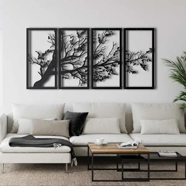 تابلو چوبی آماتیس مدل درخت مجموعه 4 عددی