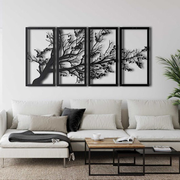 تابلو چوبی آماتیس مدل درخت مجموعه 4 عددی