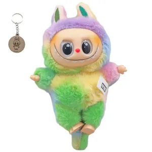 آویز عروسکی ناب سل مدل لبوبو آبرنگی ارتفاع 20 سانتی متر LABUBU به همراه جاسوییچی