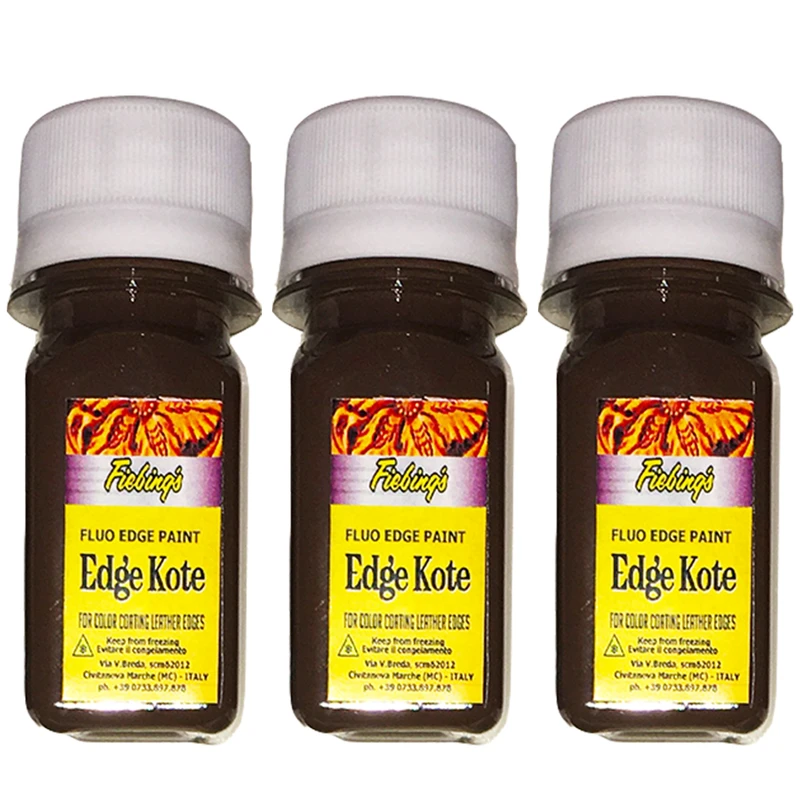 رنگ قهوه ای لبه چرم ادج کوت مدل BRN حجم 30 میلی لیتر بسته 3 عددی