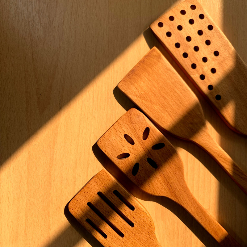 سرویس کفگیر ۴ پارچه مدل چوبی