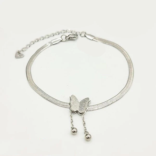 دستبند زنجیری زنانه مدل ماری پروانه دار کد ars 01