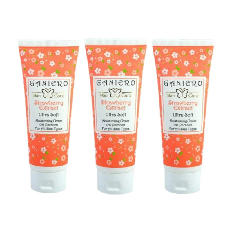 کرم مرطوب کننده دست و صورت گانیرو مدل توت فرنگی مناسب انواع پوست حجم 75 میلی لیتر بسته 3 عددی