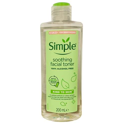تونر پاک کننده صورت سیمپل مدل Soothing حجم 200 میلی لیتر