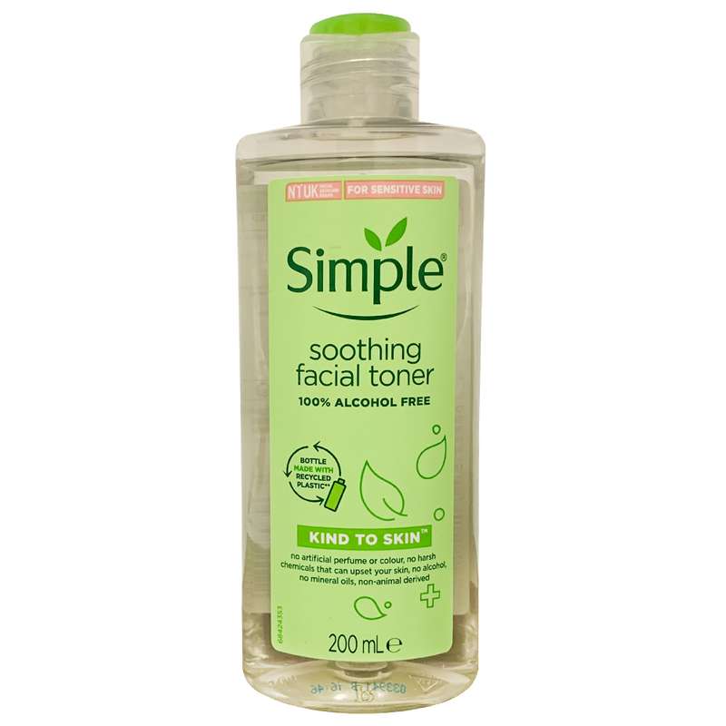 تونر پاک کننده صورت سیمپل مدل Soothing حجم 200 میلی لیتر
