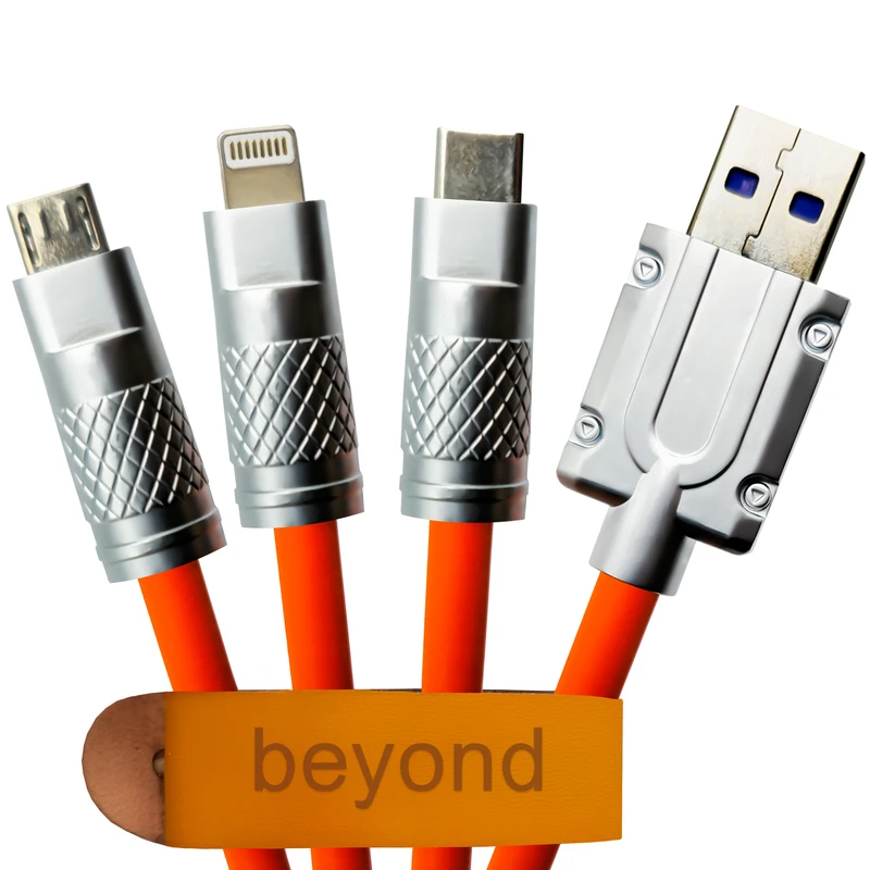 کابل تبدیل USB به MicroUSB , USB-C و لایتنینگ بیاند مدل BUCLM-591RB CHARGE PLUS طول 1 متر