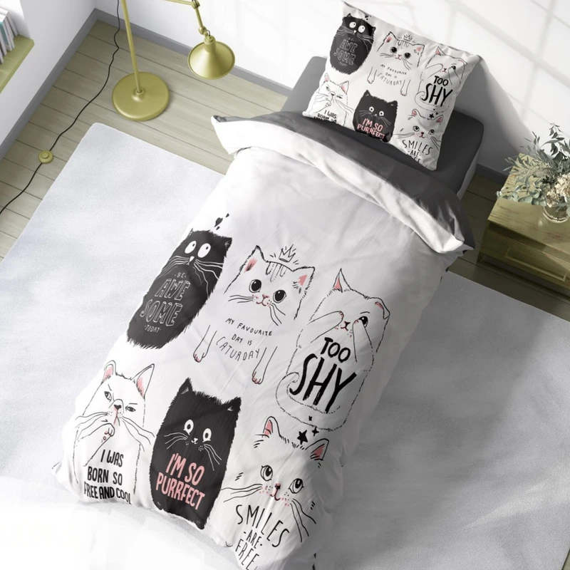 سرویس خواب 1 نفر 4 تکه مدل گربه های ملوس کد 863