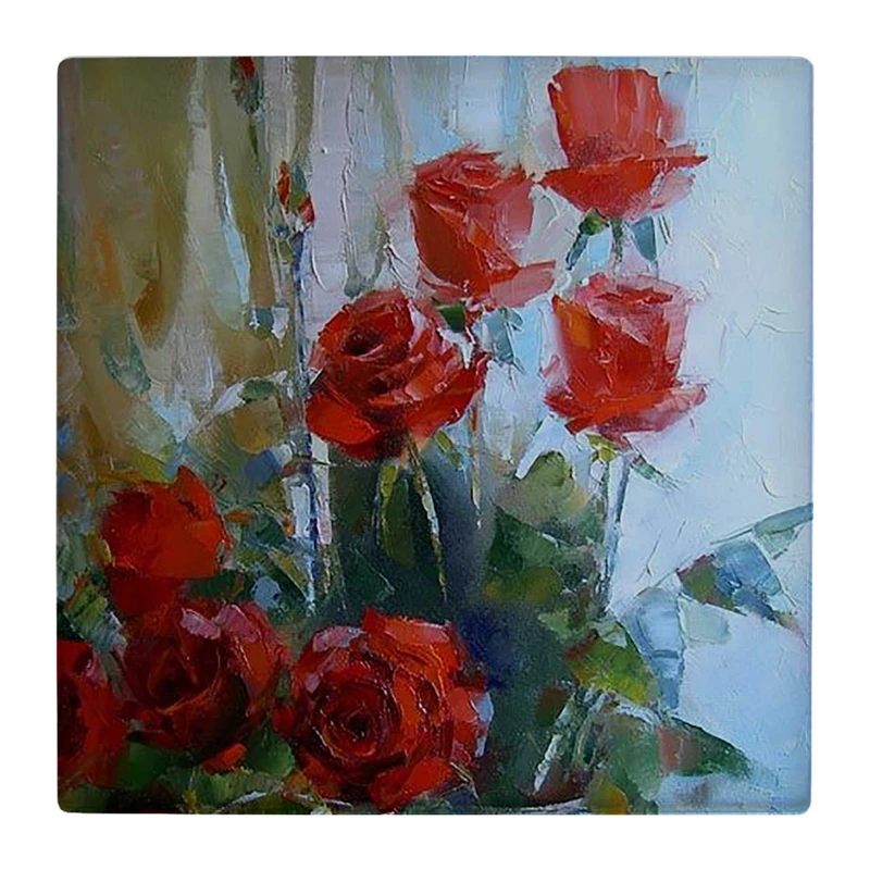 زیر لیوانی  طرح نقاشی گل های رز کد    4806312_3582