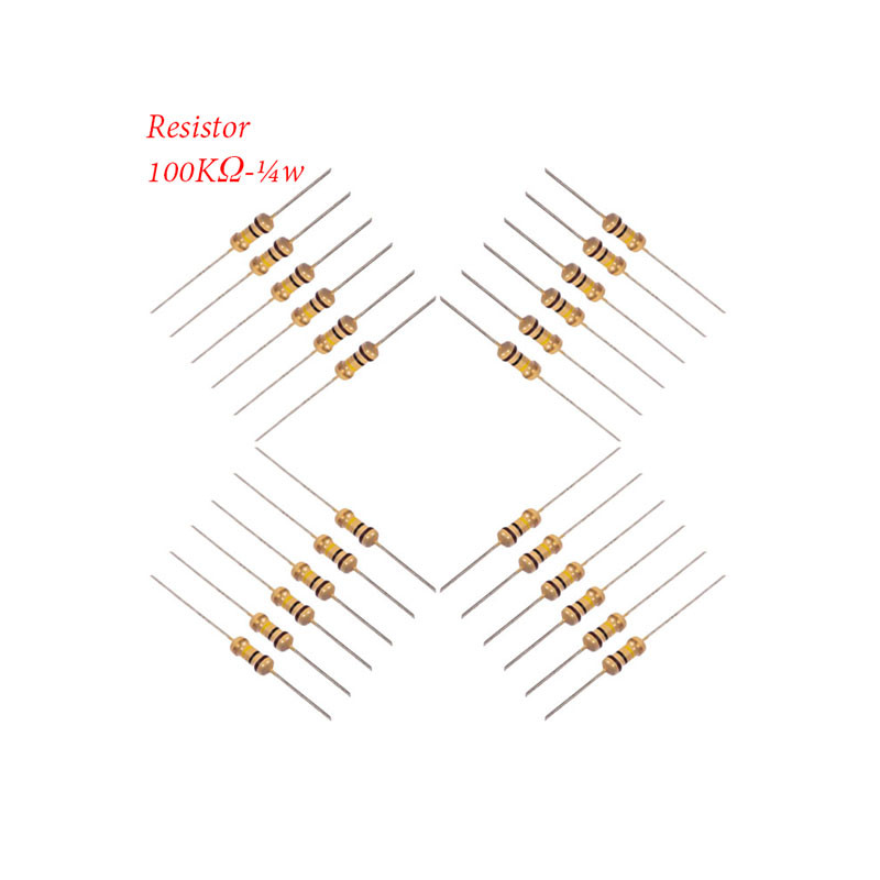 مقاومت 100کیلو اهم 1/4وات کد 100k1/4w بسته 24 عددی