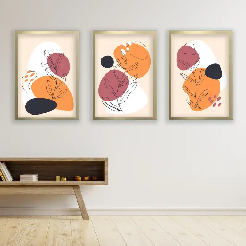 تابلو مدل مینیمال دکوراتیو کد LA-G30130 مجموعه 3 عددی