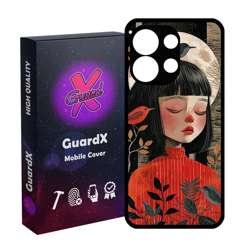 کاور گارد ایکس طرح Girl مدل Glass10784 مناسب برای گوشی موبایل شیائومی Redmi Note 13 4G