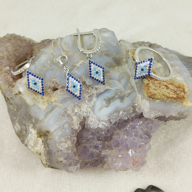 نیم ست نقره زنانه سلین کالا مدل چشم نظر Pc2-14