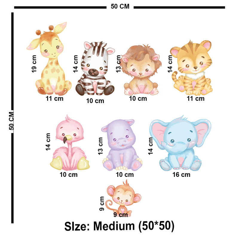 استیکر چوبی کودک باروچین مدل حیوانات آبرنگی کد 1334 مجموعه 8 عددی