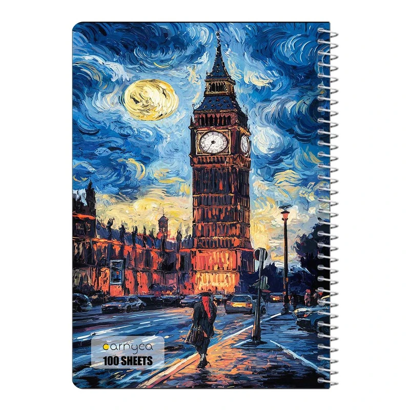 دفتر مشق 100 برگ سیمی کارنیکا طرح شب پرستاره فانتزی ون گوگ Fantasy Starry Night Van Gogh کد 36669