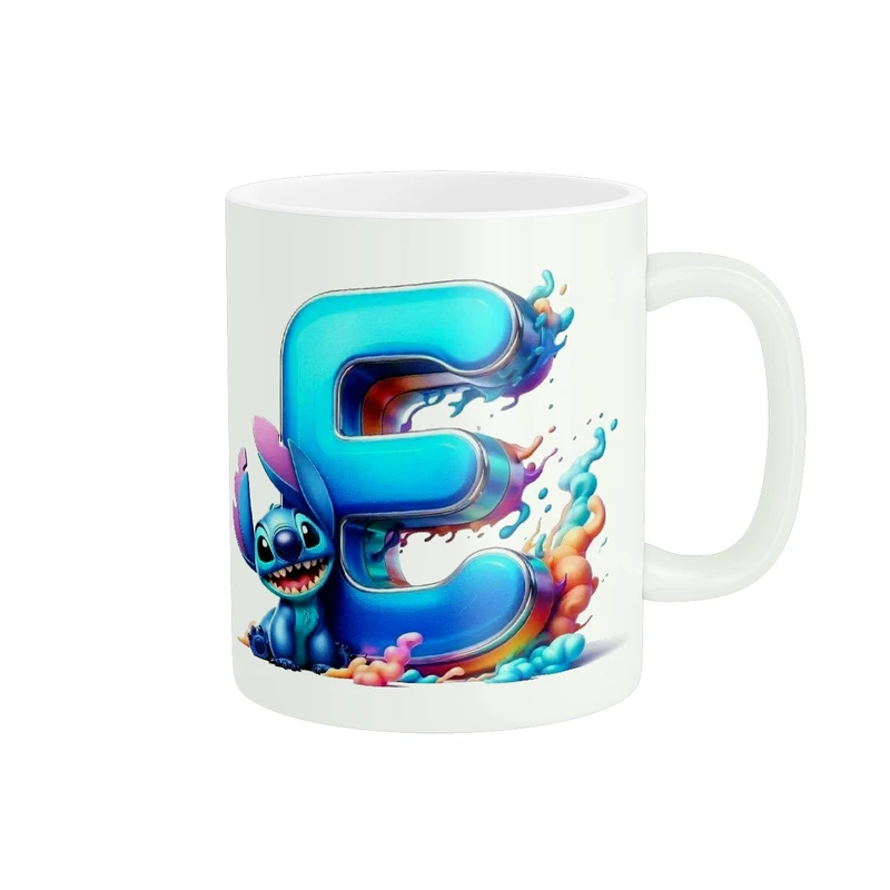 ماگ پادآفرین مدل اسم حرف E با کاراکتر استیچ کد 021