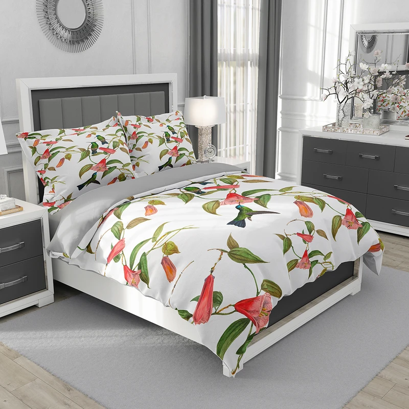 سرویس روتختی یک نفره 5 تکه نوپه هوم مدل گل و پرنده T6214